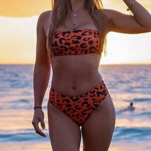 NWT High Waist Cheetah Bandeau Bikini Set Extra Large